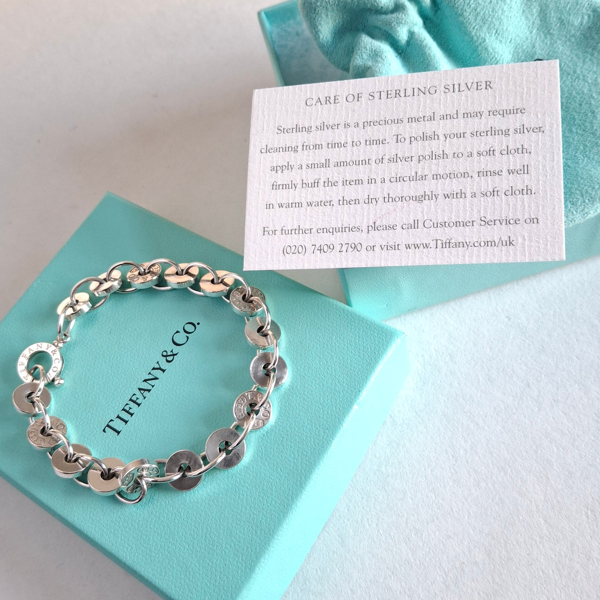 Tiffany & Co 1837 Round Disc Circles Bracelet in Sterling Silver with Box and Pouch