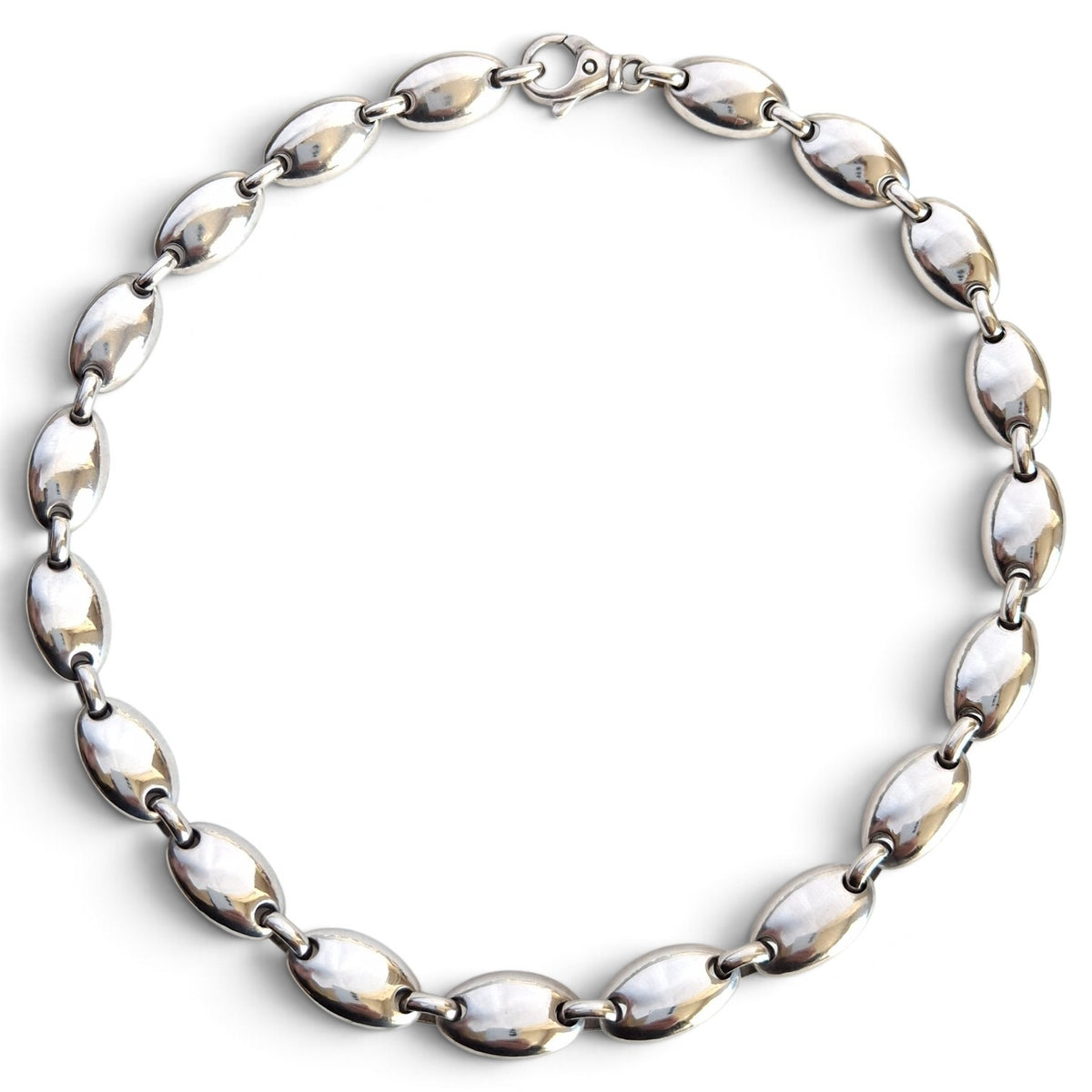 Vintage Tiffany & Co Italy Pebble Link Necklace in Sterling Silver