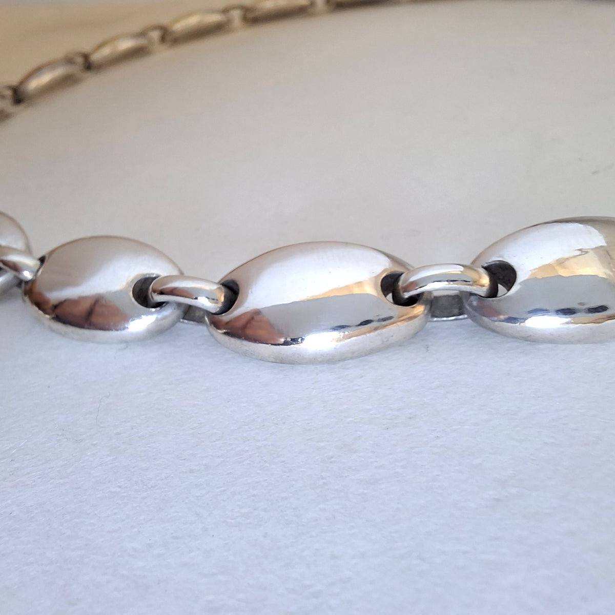 Vintage Tiffany & Co Italy Pebble Link Necklace in Sterling Silver
