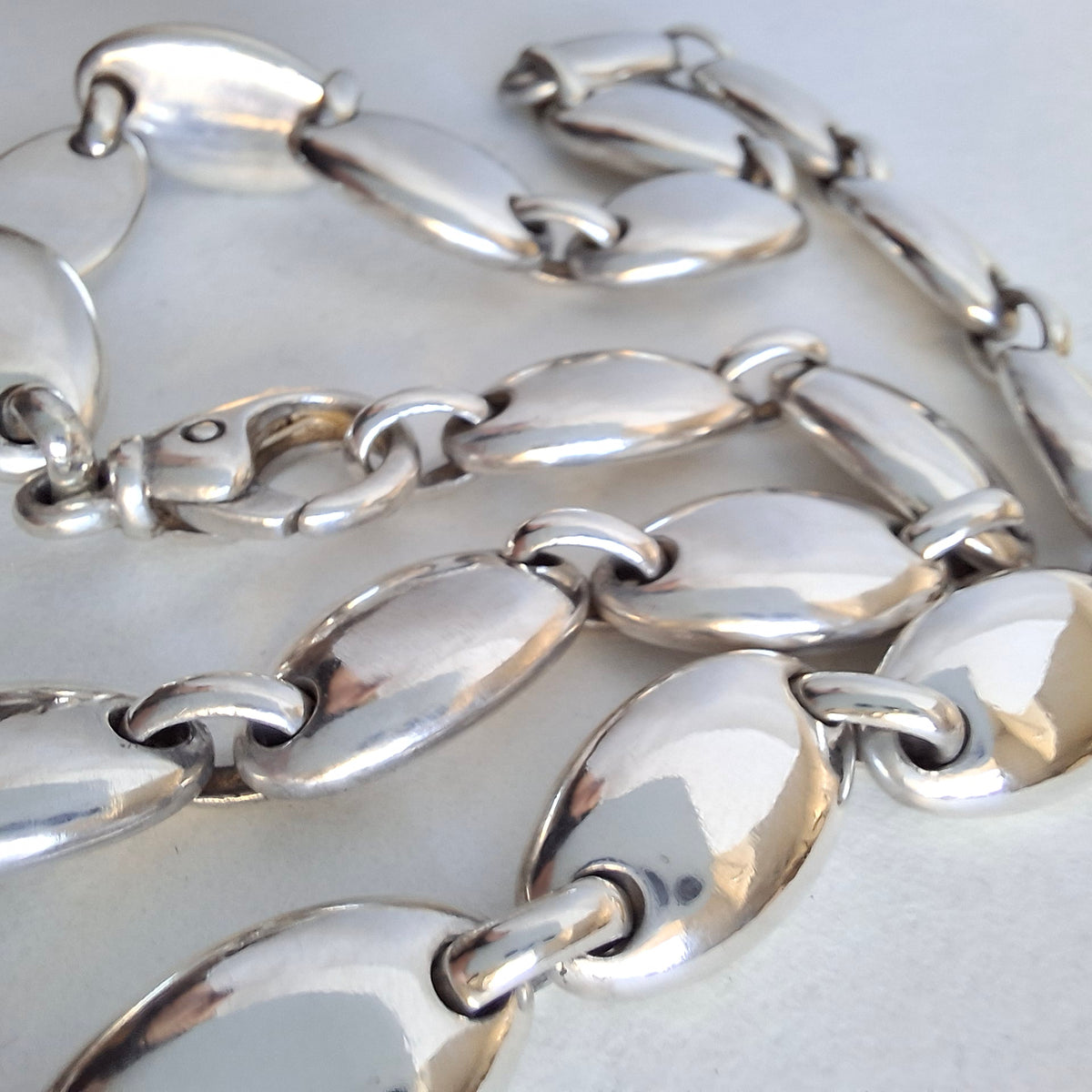 Vintage Tiffany & Co Italy Pebble Link Necklace in Sterling Silver