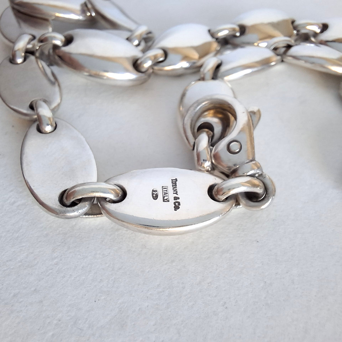 Vintage Tiffany & Co Italy Pebble Link Necklace in Sterling Silver