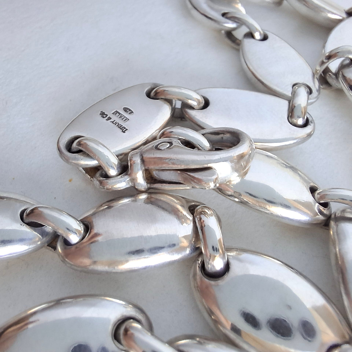 Vintage Tiffany & Co Italy Pebble Link Necklace in Sterling Silver