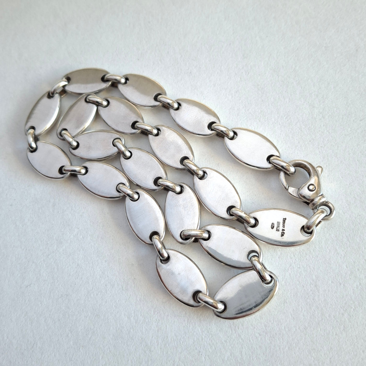 Vintage Tiffany & Co Italy Pebble Link Necklace in Sterling Silver