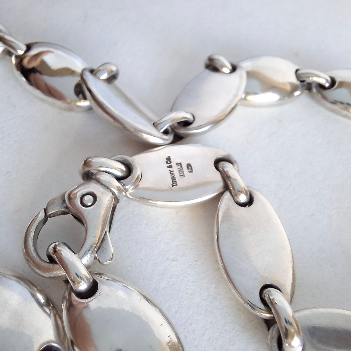 Vintage Tiffany & Co Italy Pebble Link Necklace in Sterling Silver