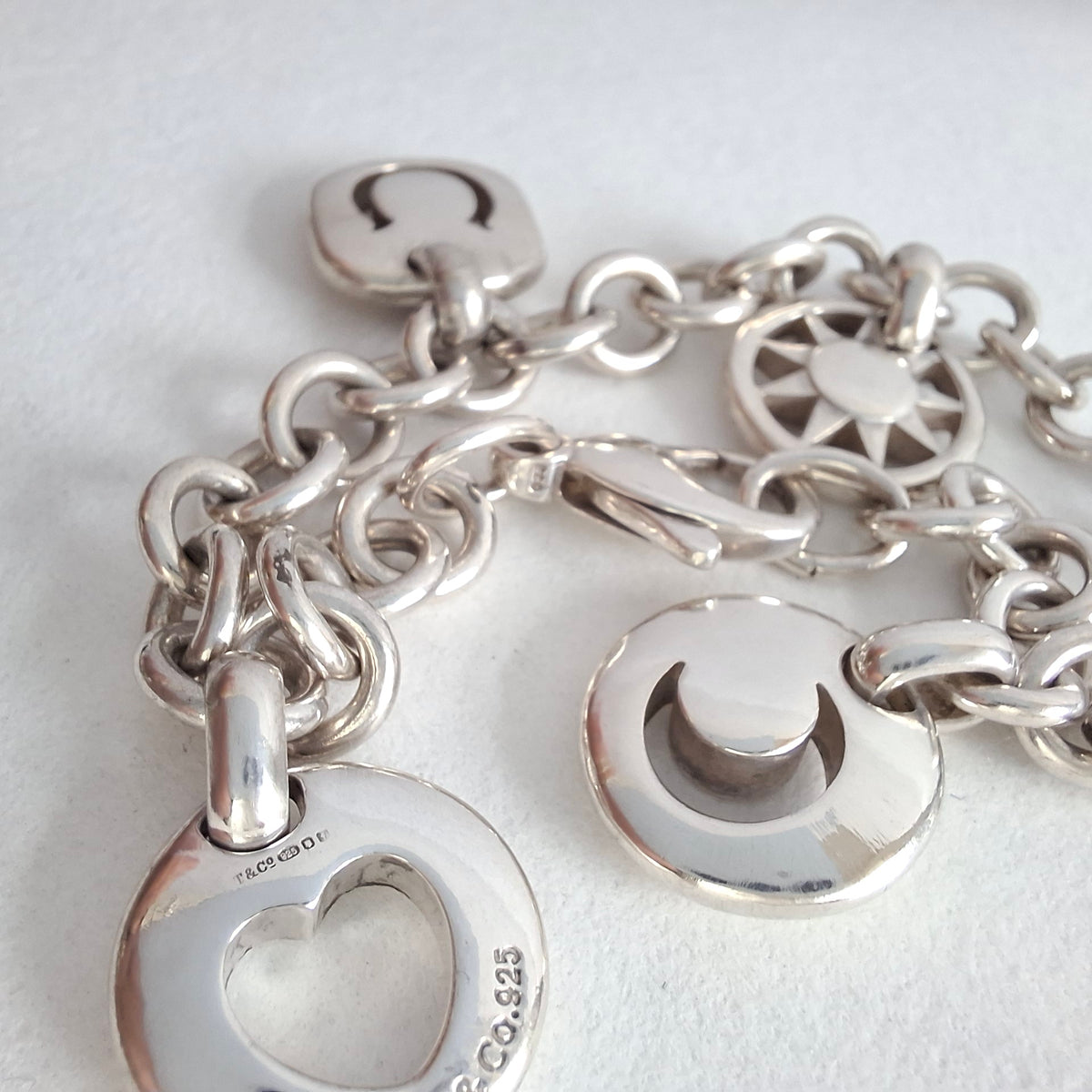 Vintage Tiffany & Co Stencil Charm Bracelet in Hallmarked Sterling Silver