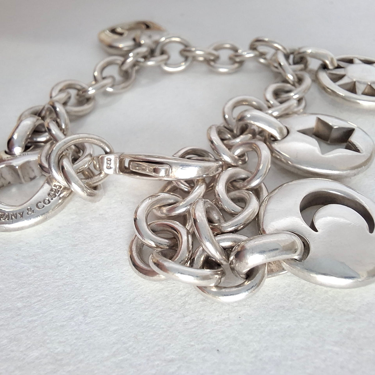 Vintage Tiffany & Co Stencil Charm Bracelet in Hallmarked Sterling Silver
