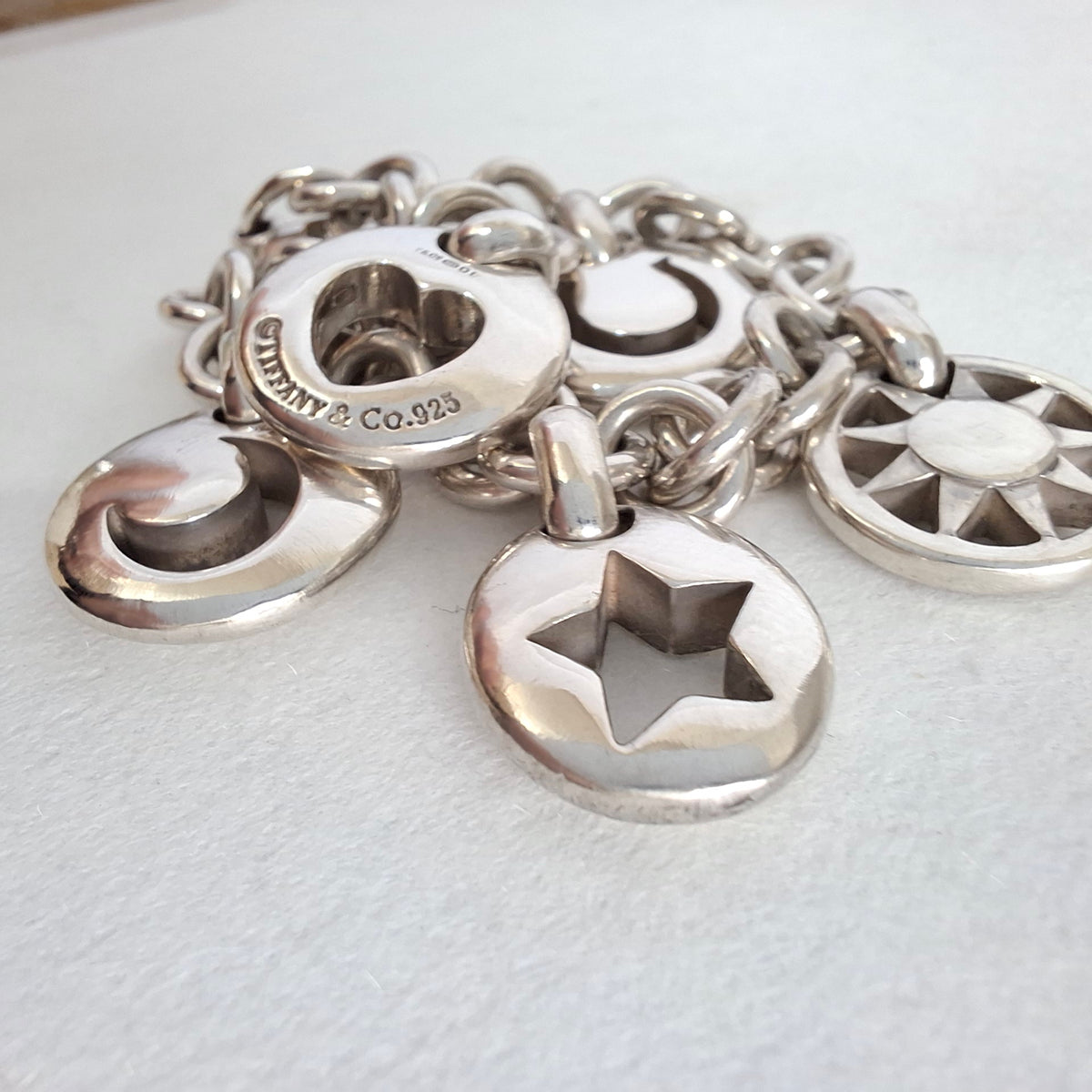 Vintage Tiffany & Co Stencil Charm Bracelet in Hallmarked Sterling Silver