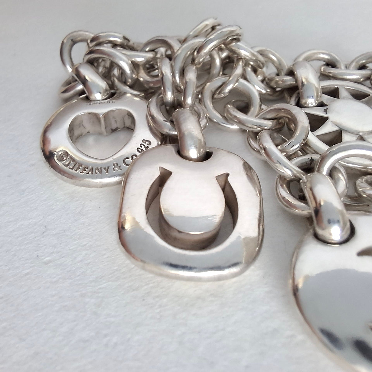 Vintage Tiffany & Co Stencil Charm Bracelet in Hallmarked Sterling Silver