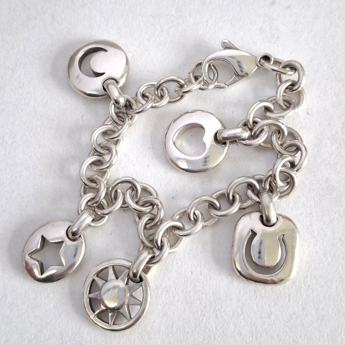 Vintage Tiffany & Co Stencil Charm Bracelet in Hallmarked Sterling Silver