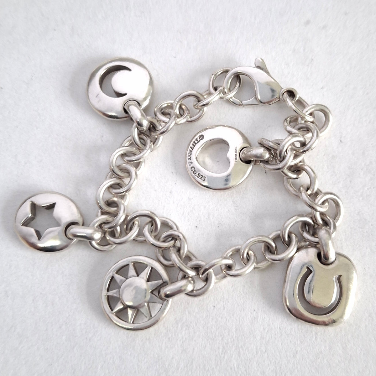 Vintage Tiffany & Co Stencil Charm Bracelet in Hallmarked Sterling Silver