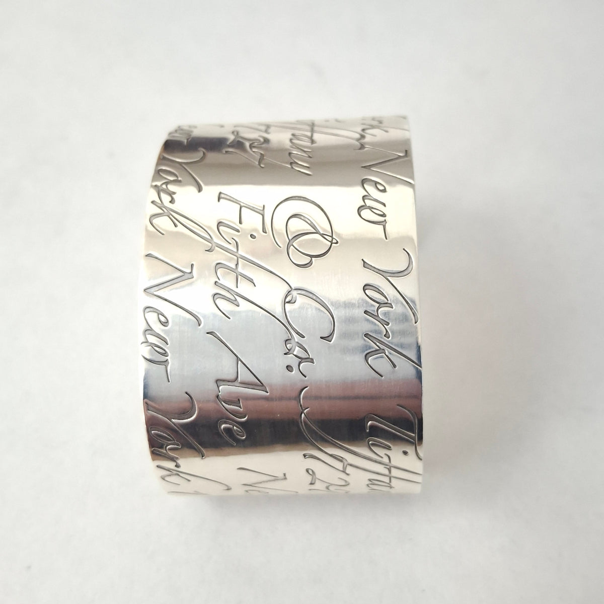 Tiffany & Co 727 Fifth Avenue New York Notes Italic Script Cuff Bracelet in Sterling Silver