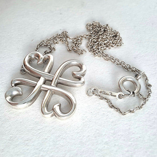 Vintage Tiffany & Co Paloma Picasso Design Loving Hearts Pendant Necklace in Sterling Silver