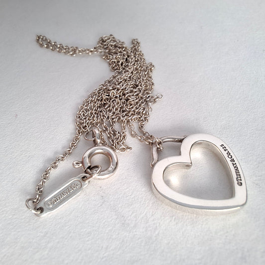 Tiffany & Co Sentimental Heart Pendant Necklace in 925 Sterling Silver