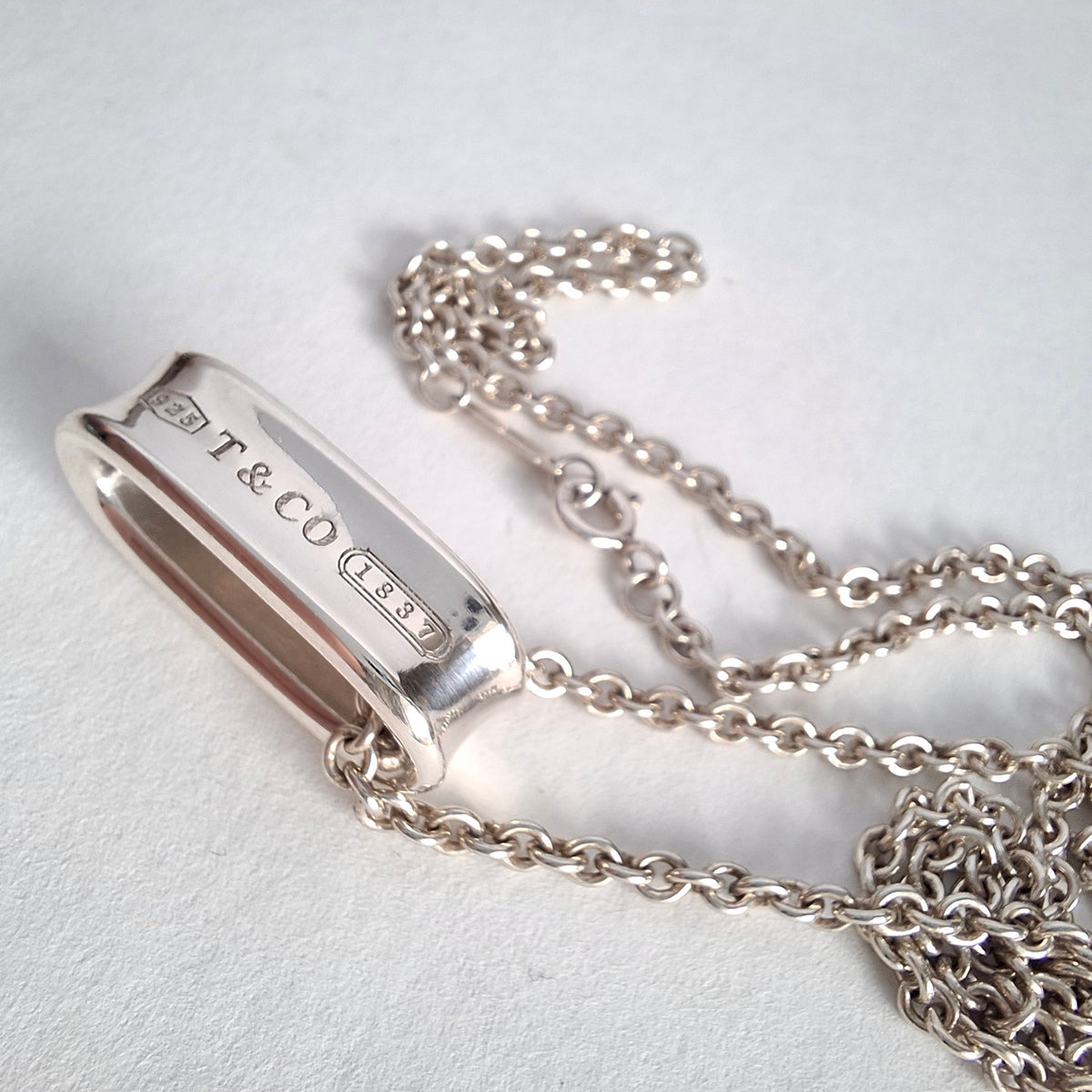 Tiffany & Co 1837 Band Ring Necklace on 3mm Chain in 925 Sterling Silver