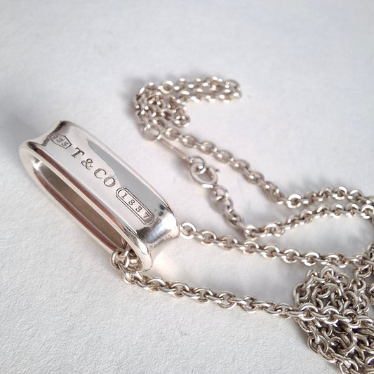 Tiffany & Co 1837 Band Ring Necklace on 3mm Chain in 925 Sterling Silver