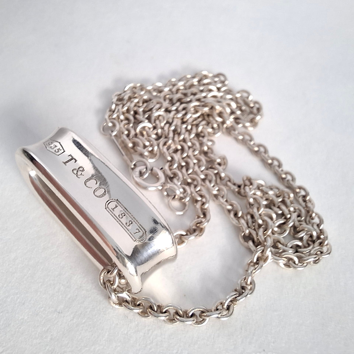 Tiffany & Co 1837 Band Ring Necklace on 3mm Chain in 925 Sterling Silver