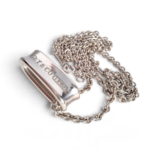 Tiffany & Co 1837 Band Ring Necklace on 3mm Chain in 925 Sterling Silver