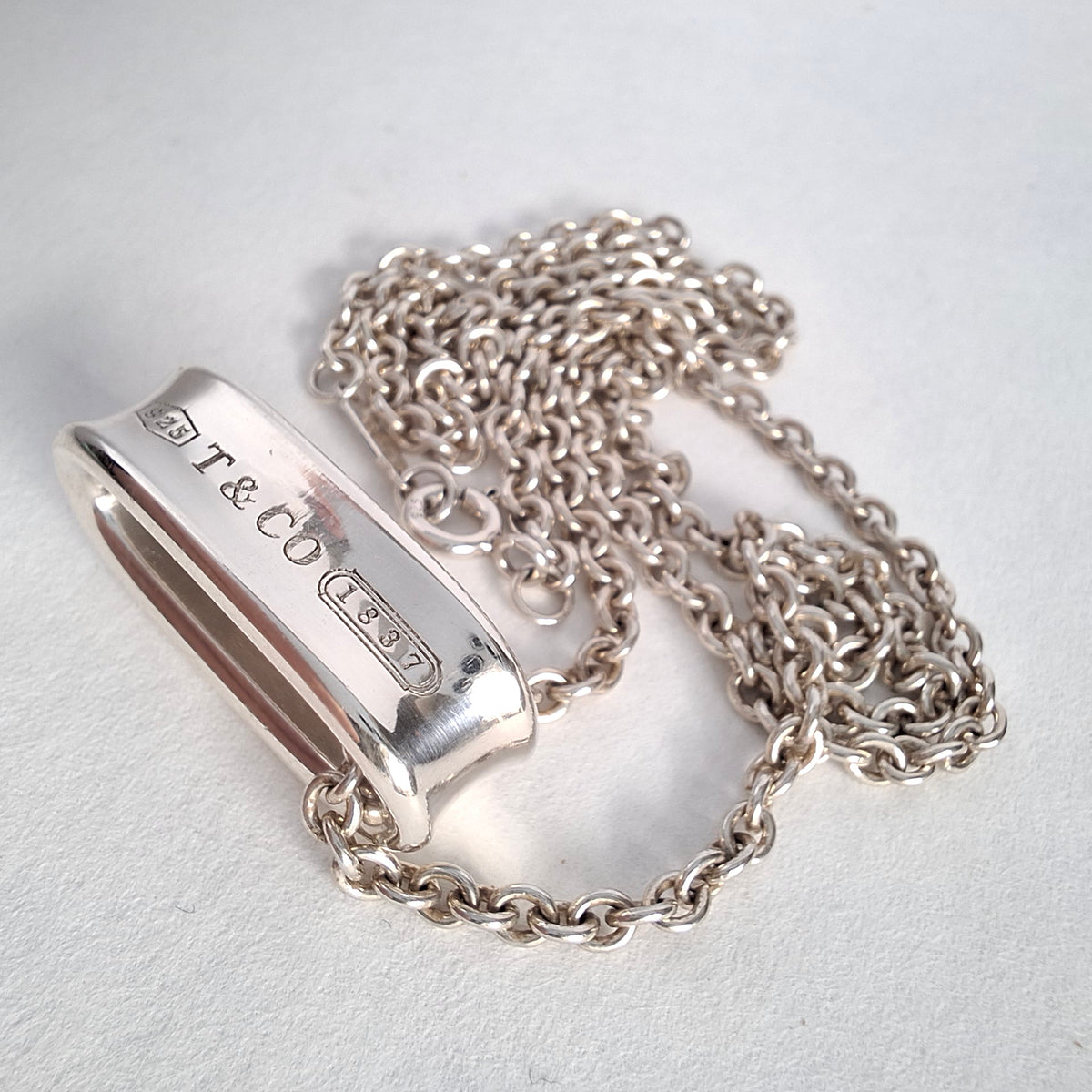 Tiffany & Co 1837 Band Ring Necklace on 3mm Chain in 925 Sterling Silver