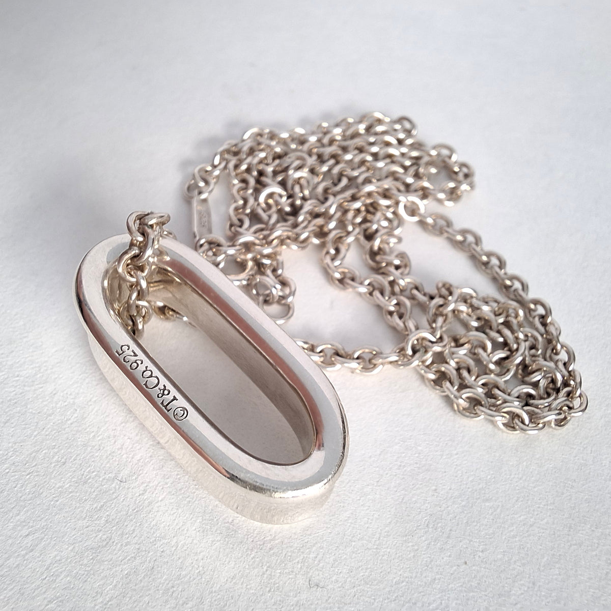 Tiffany & Co 1837 Band Ring Necklace on 3mm Chain in 925 Sterling Silver
