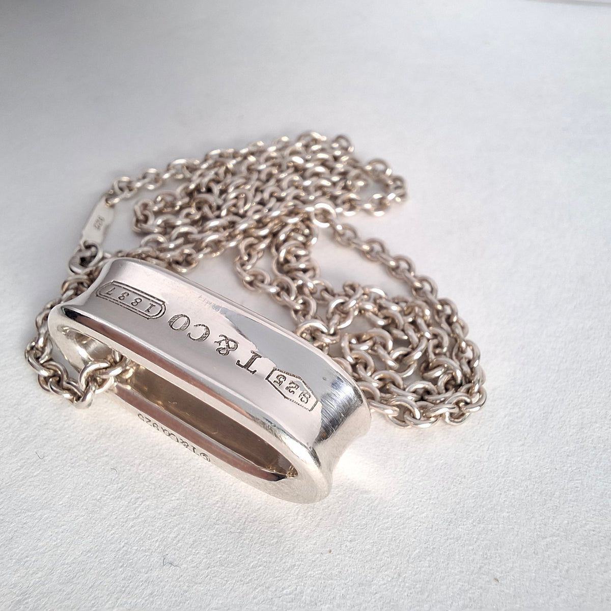 Tiffany & Co 1837 Band Ring Necklace on 3mm Chain in 925 Sterling Silver