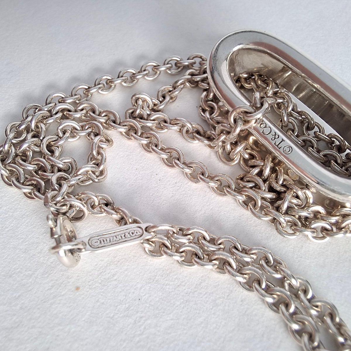 Tiffany & Co 1837 Band Ring Necklace on 3mm Chain in 925 Sterling Silver