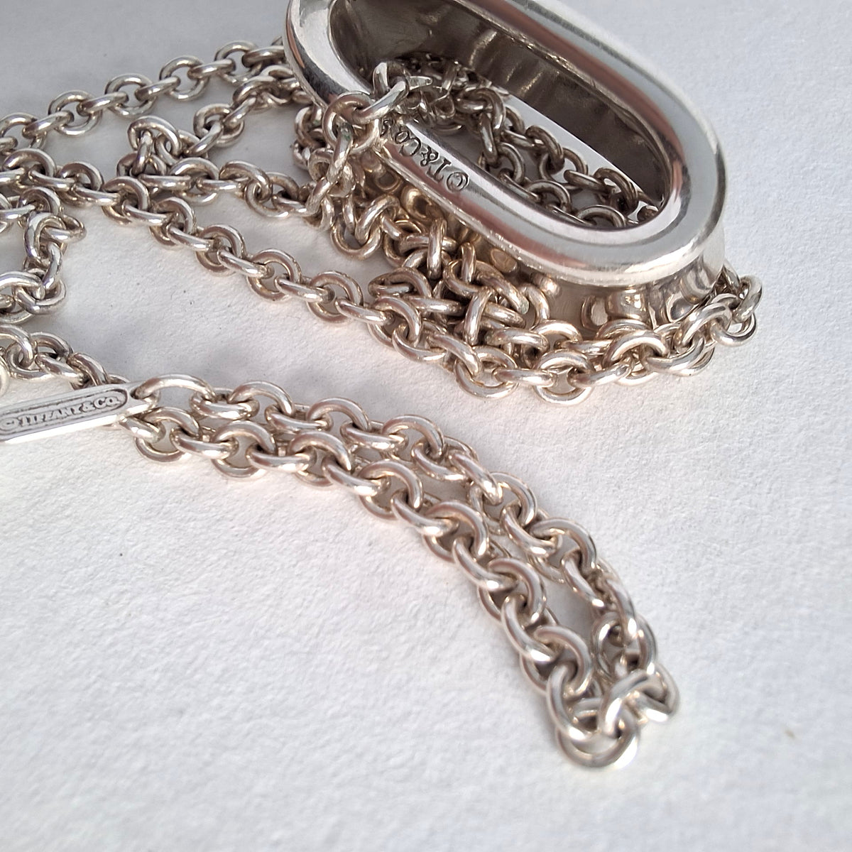 Tiffany & Co 1837 Band Ring Necklace on 3mm Chain in 925 Sterling Silver