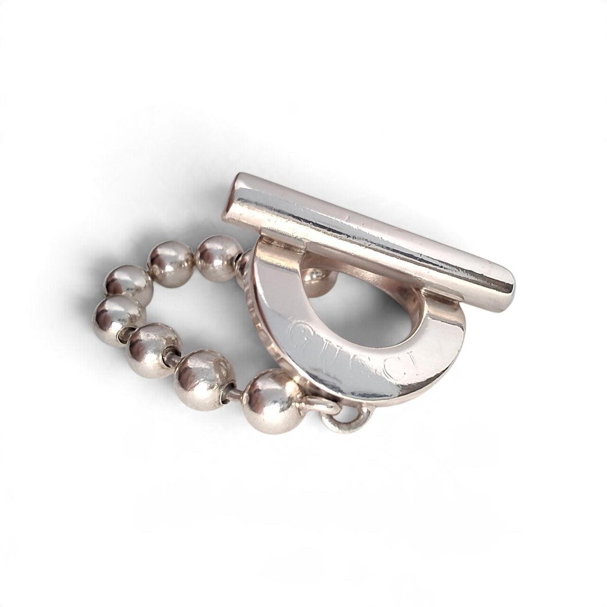 Gucci Sterling Silver Boule Ring UK Size P / US 8