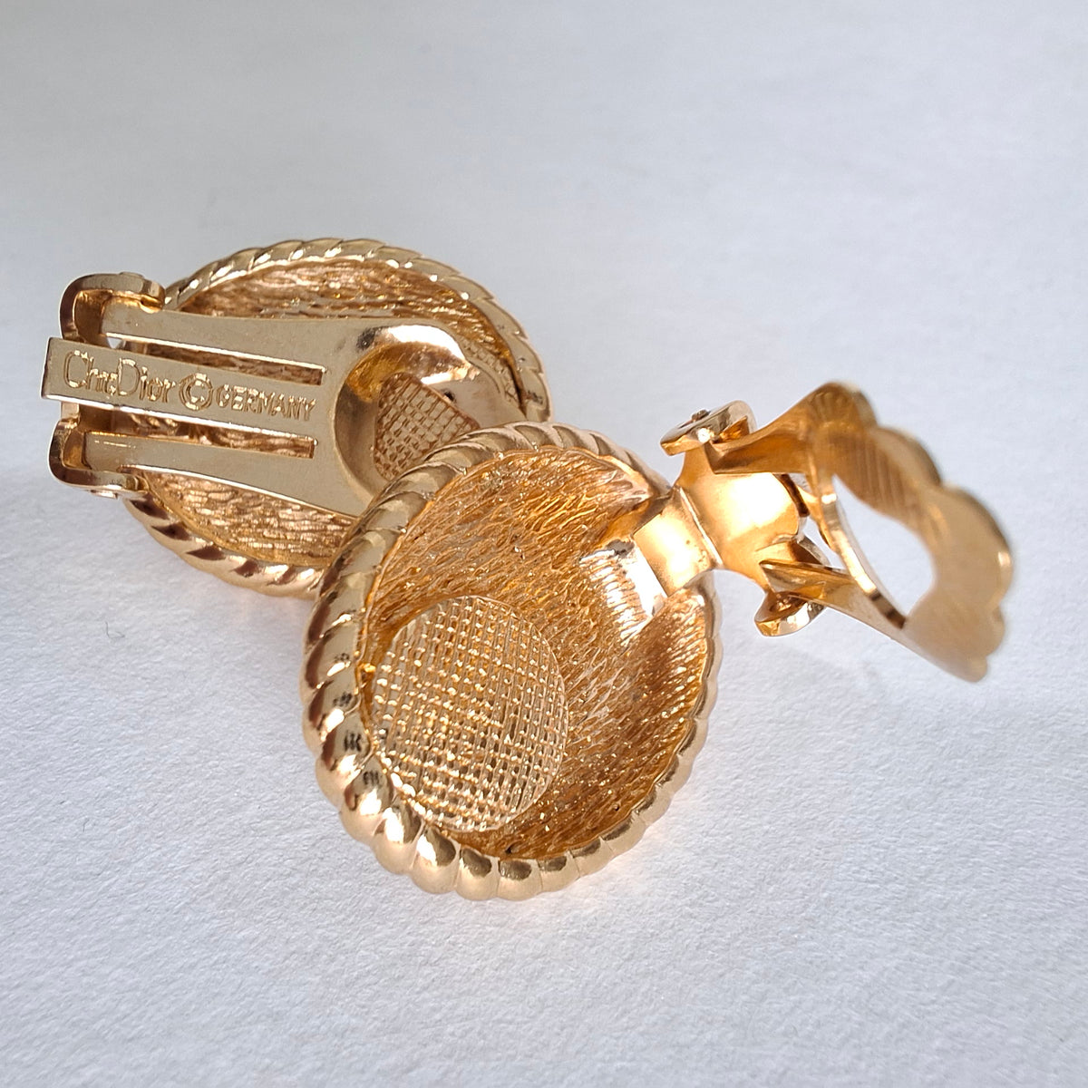 Vintage Christian Dior Oval Pearl Gold Plated Clip-on Earring