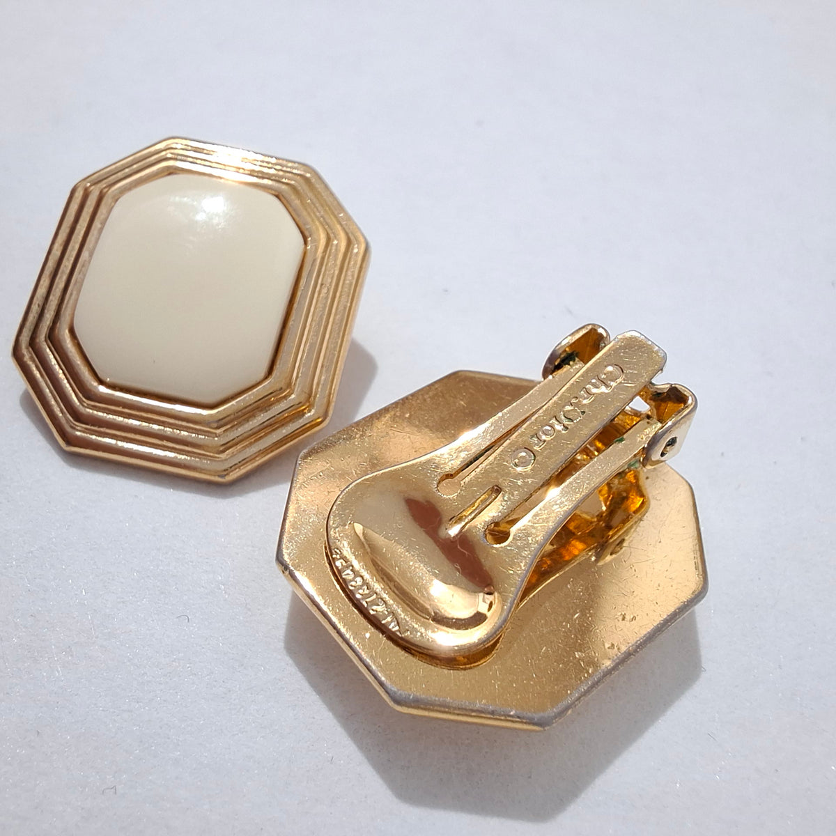 Vintage Christian Dior Gold Plated Clip-on Earrings