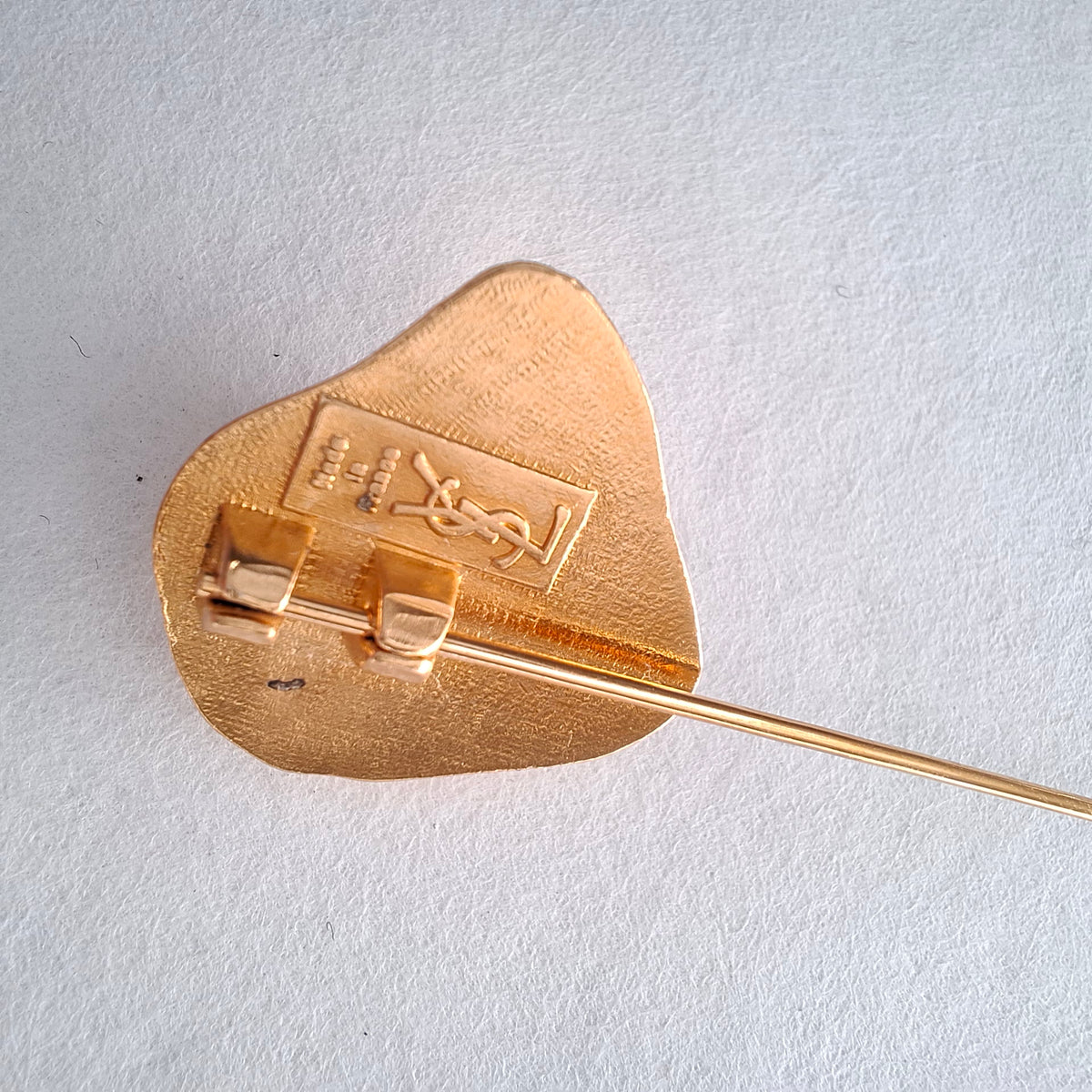Vintage Yves Saint Laurent YSL Gold Plated Lapel Pin Brooch