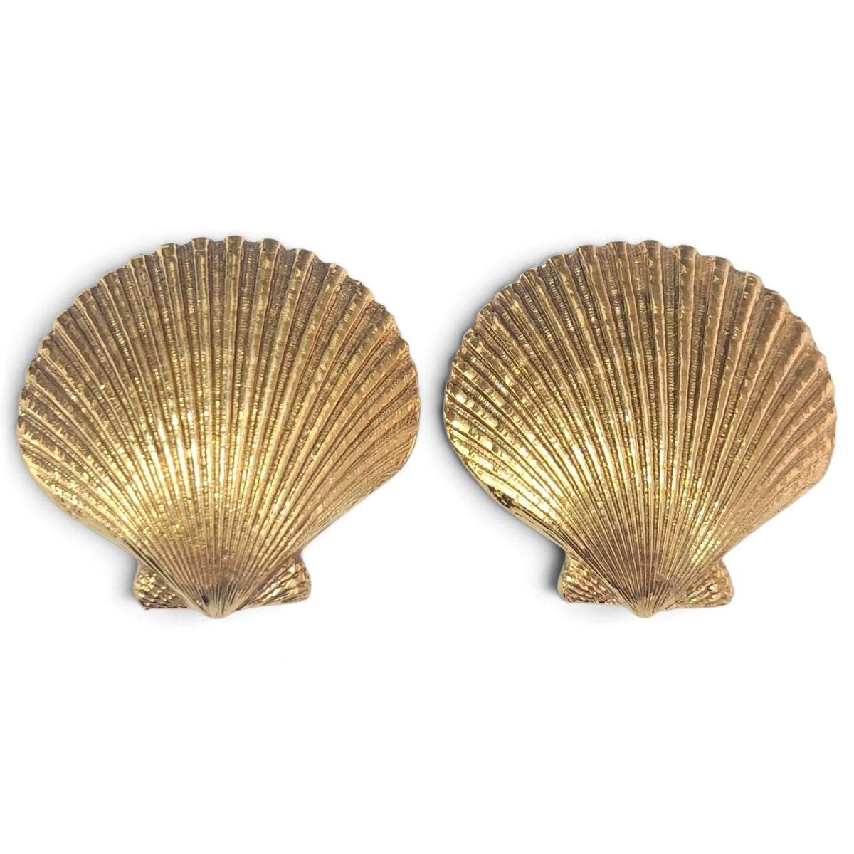 Vintage Yves Saint Laurent YSL Gold Plated Clip-on Clam Shell Earrings