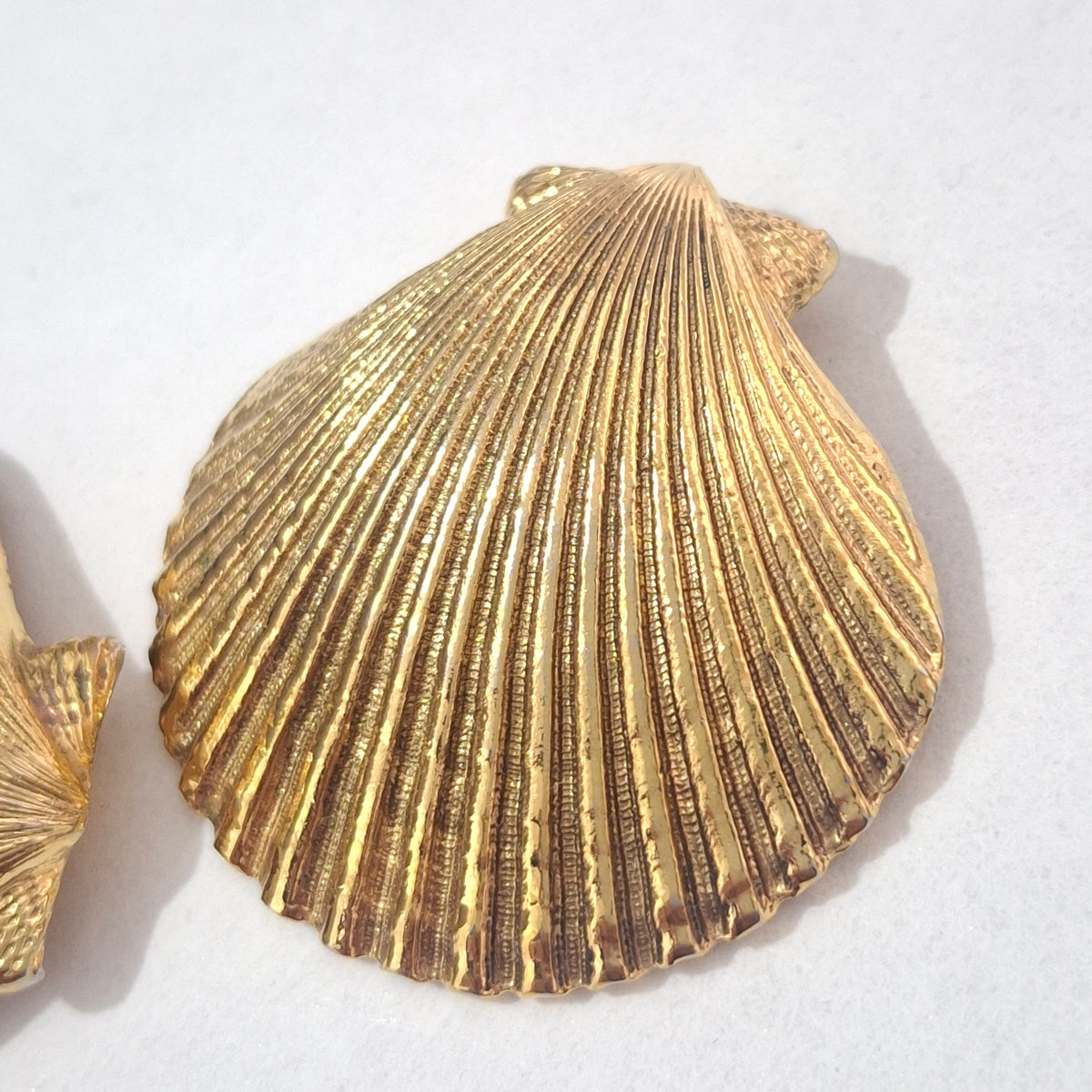 Vintage Yves Saint Laurent YSL Gold Plated Clip-on Clam Shell Earrings