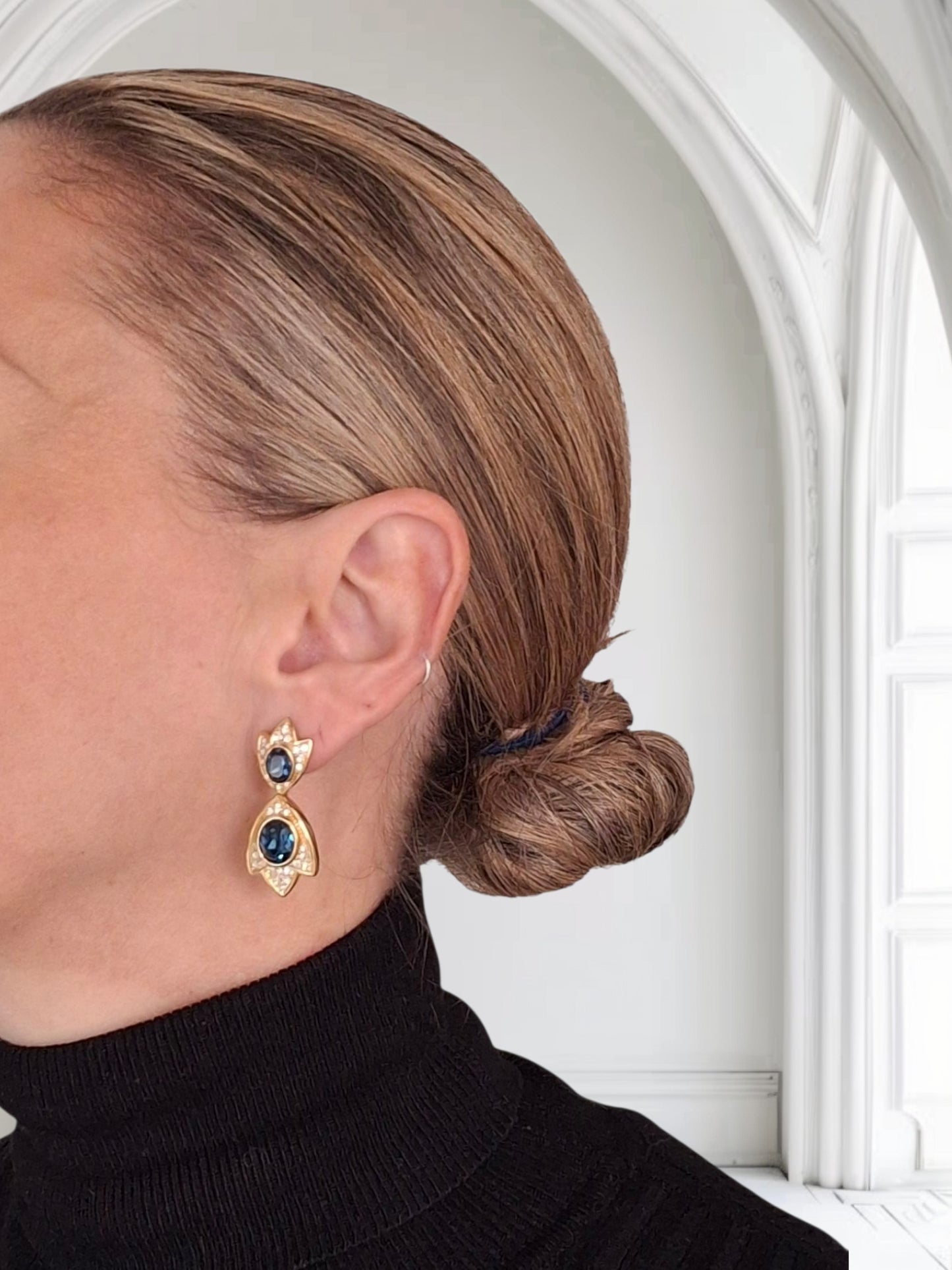 Vintage Christian Dior Faux Sapphire Earrings