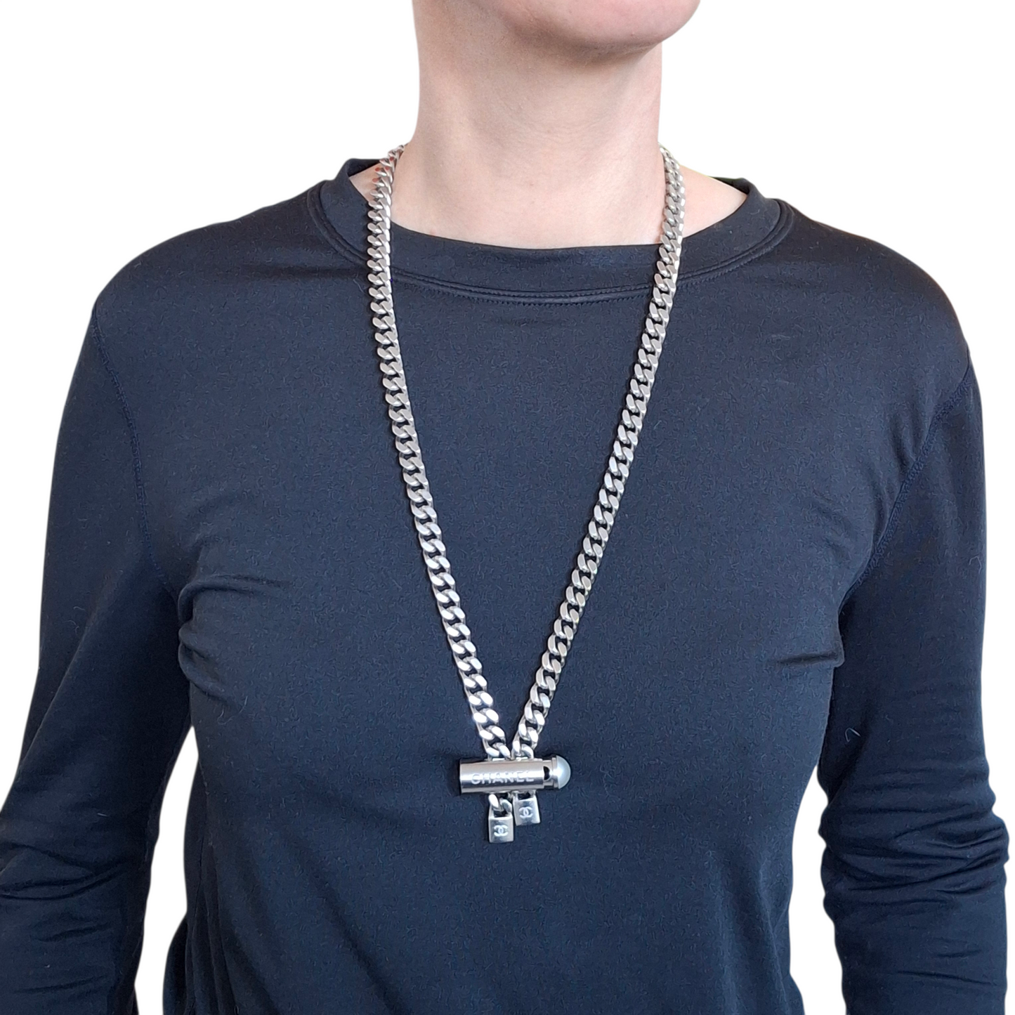 Chanel Adjustable Curb Chain Padlock Necklace