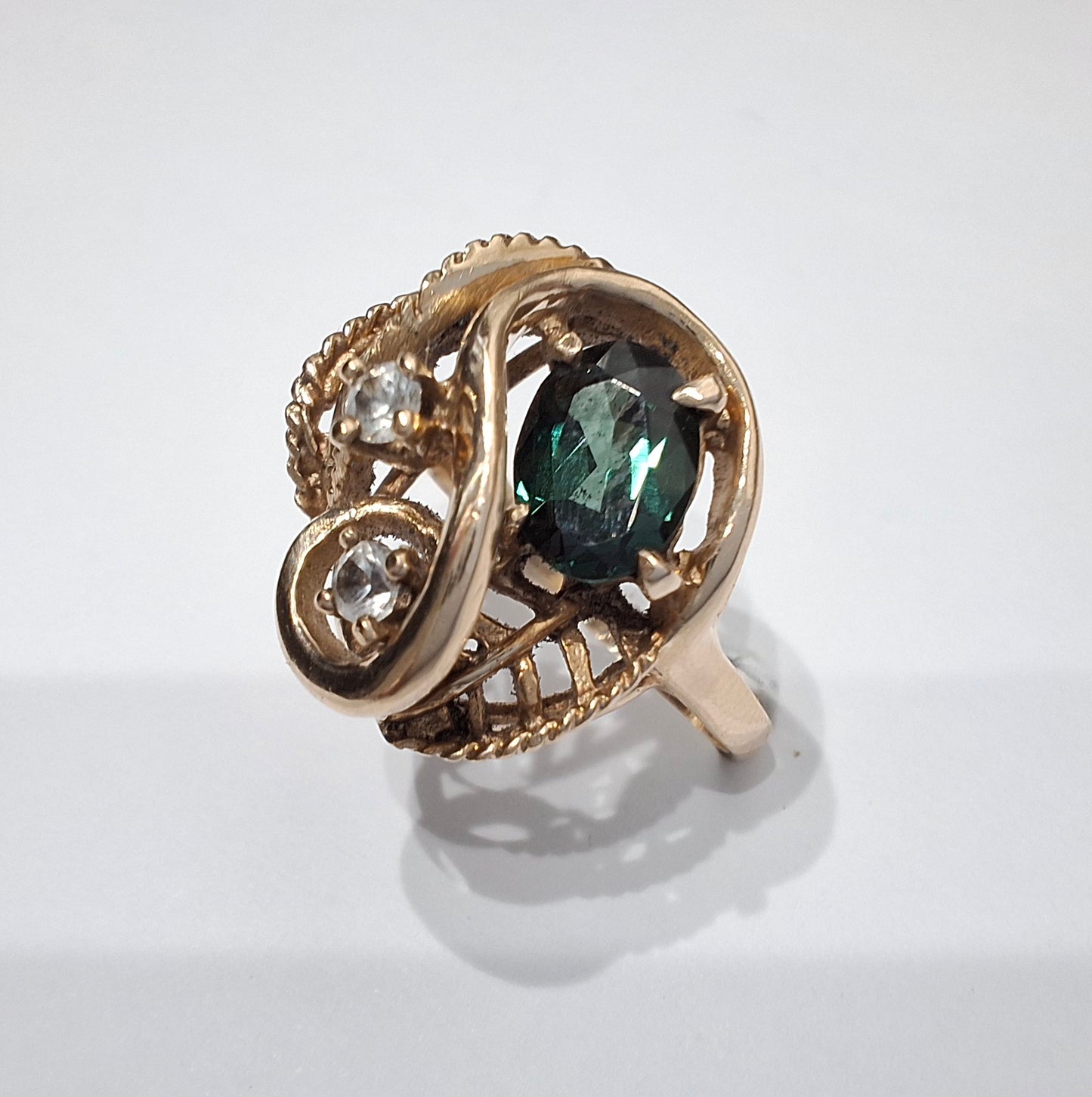 10k Gold Tourmaline & Clear Crystal Ring by Sidel