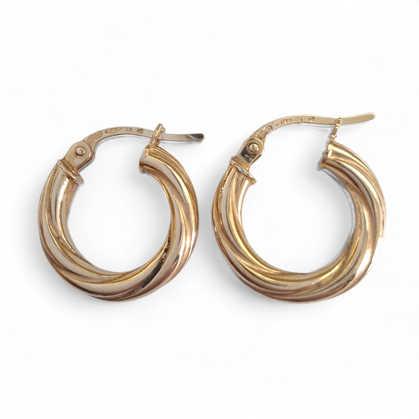 Vintage Italian Unoaerre 9ct Gold Hoop Earrings