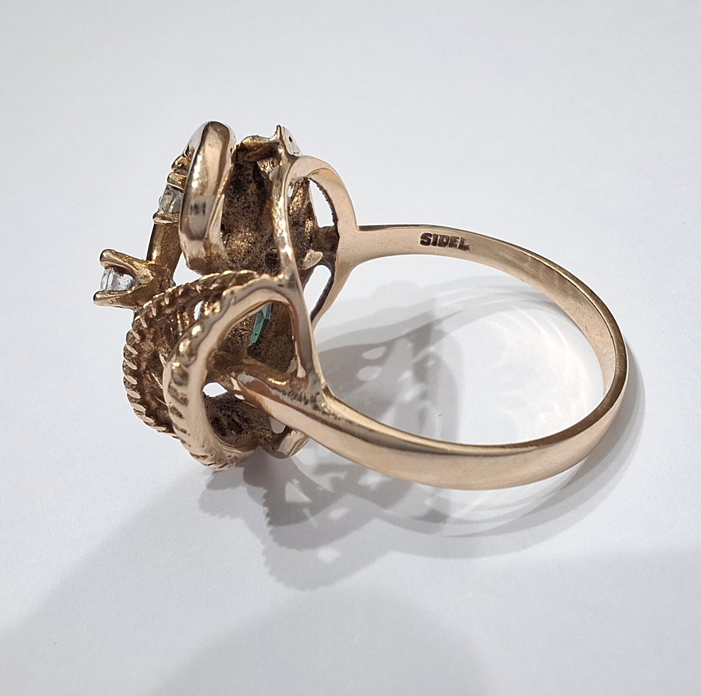 10k Gold Tourmaline & Clear Crystal Ring by Sidel