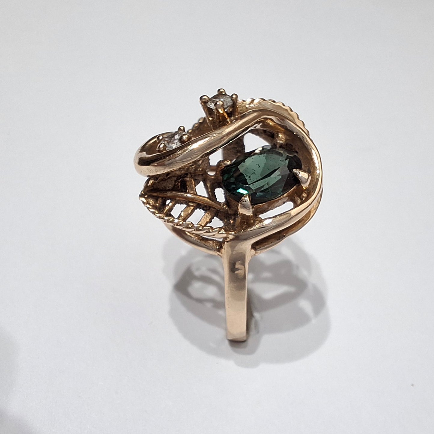 10k Gold Tourmaline & Clear Crystal Ring by Sidel
